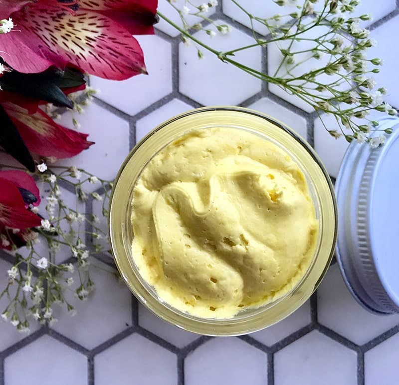 whipped shea butter in a jar