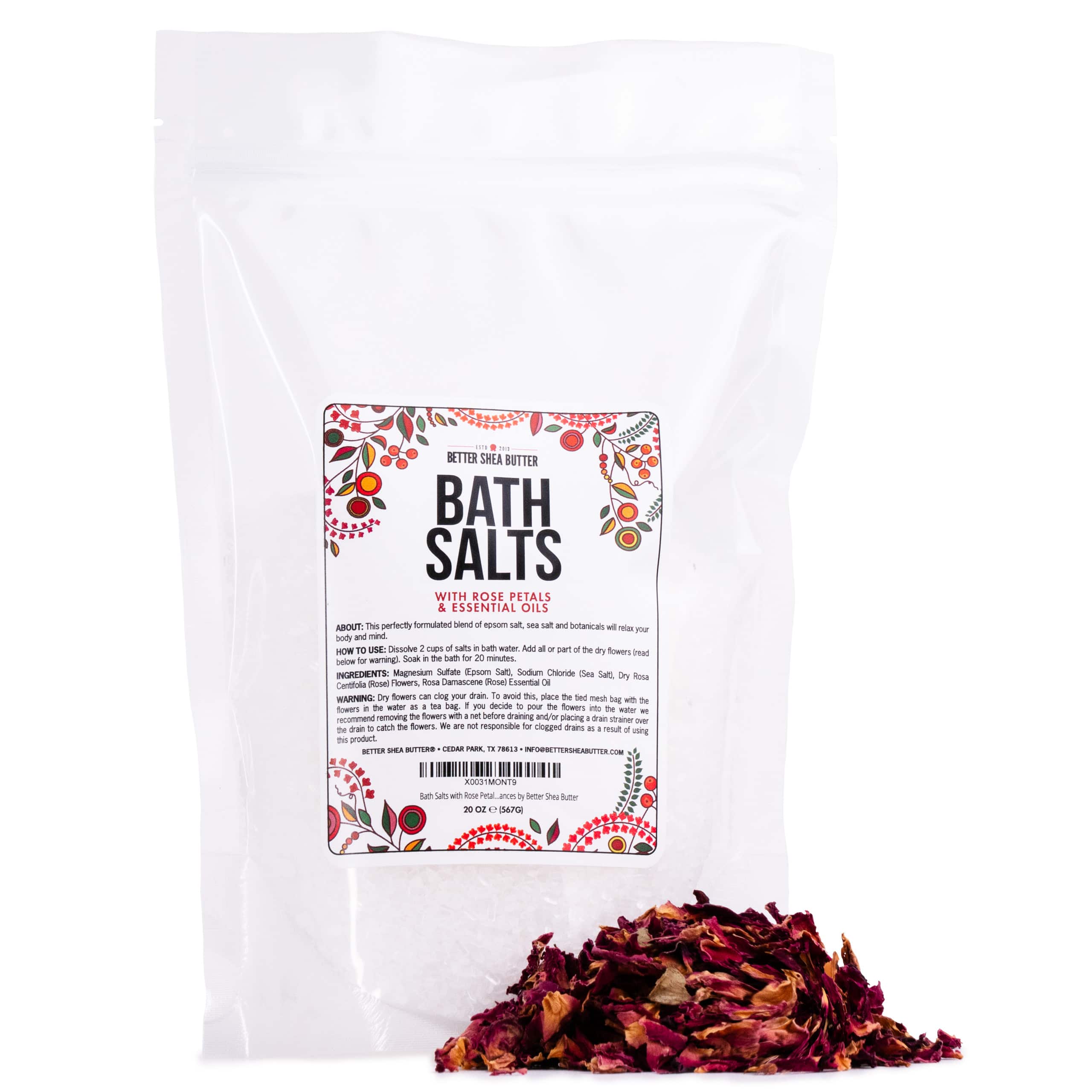 mineral bath salts with roses